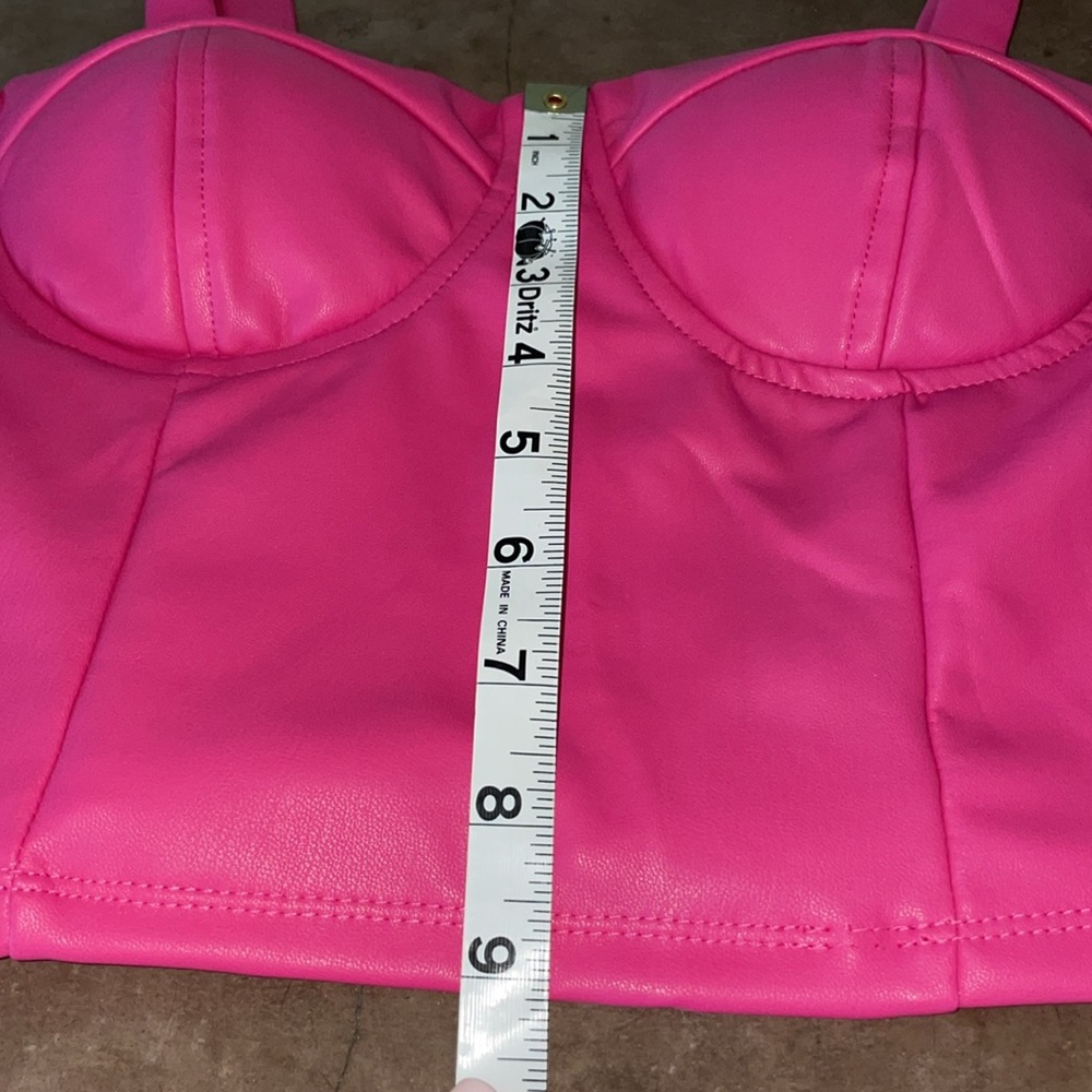 Pink Bustier Crop Top - Women's Strappy Bustier - Picture 8 of 8